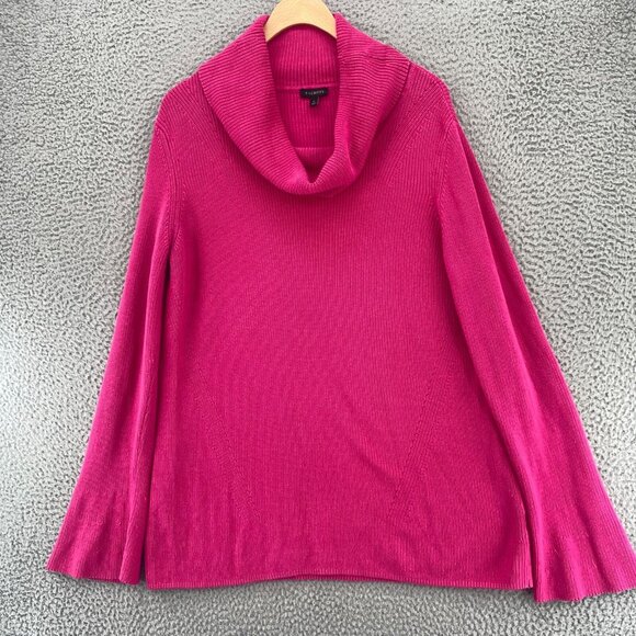 Talbots Sweater Womens Large Pink Cowl Neck Stretch Knit Tunic Pullover Casual - Picture 1 of 11